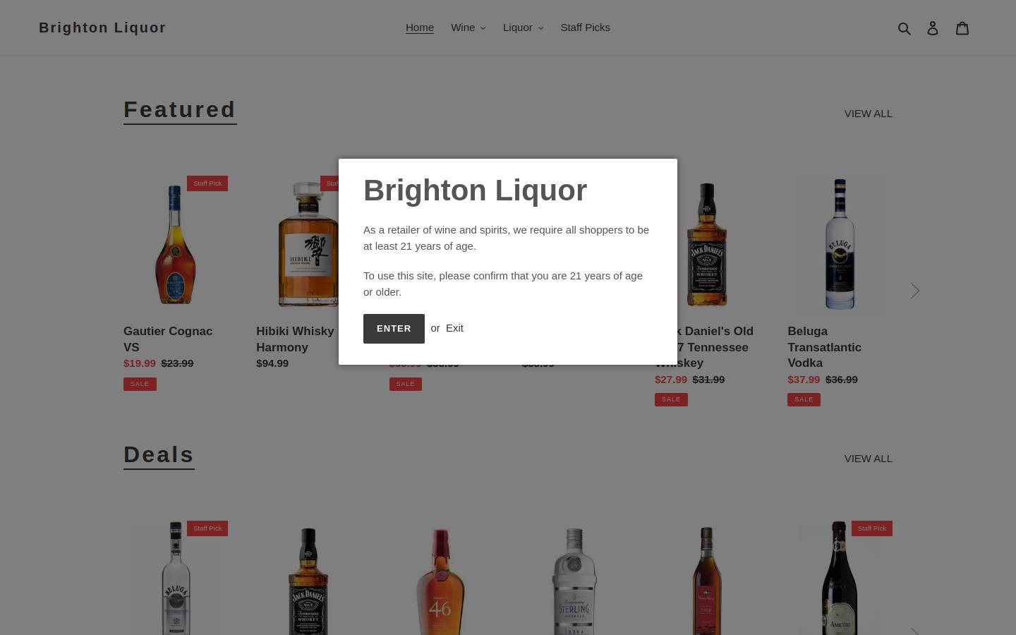 nyliquorstore.com homepage screenshot