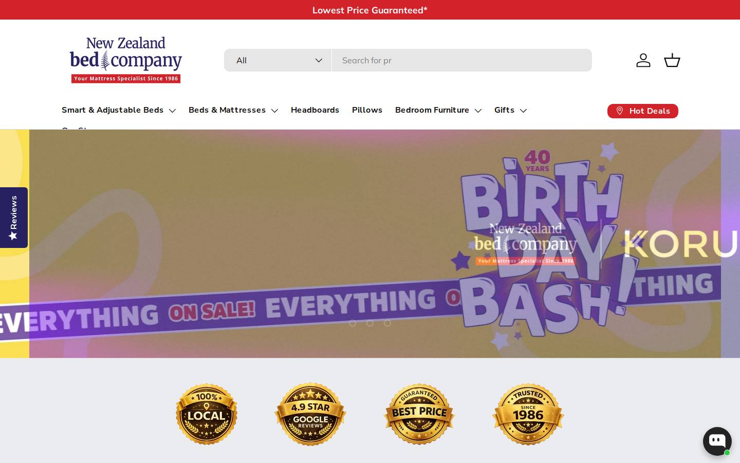 nzbeds.co.nz homepage screenshot