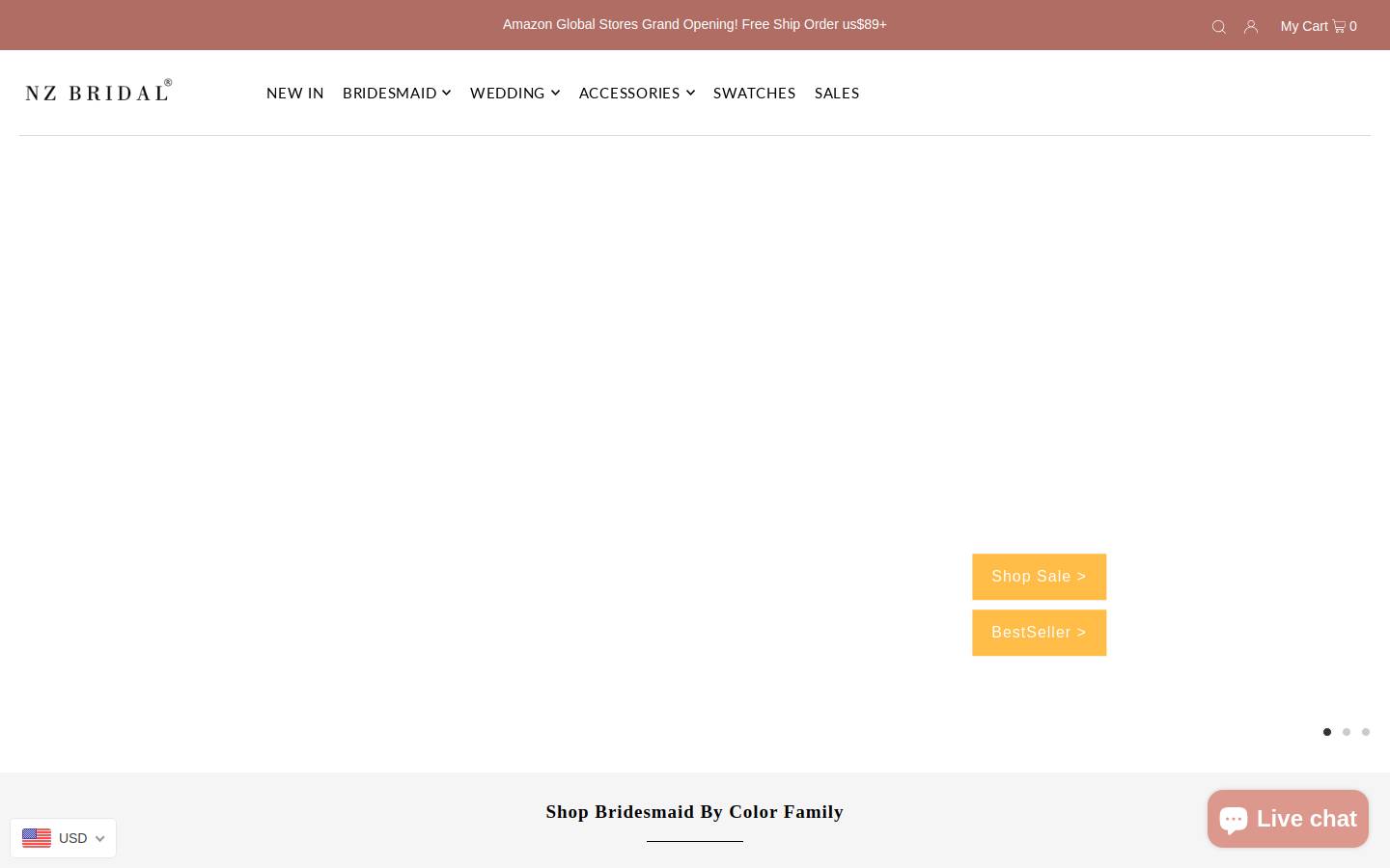 nzbridal.com homepage screenshot