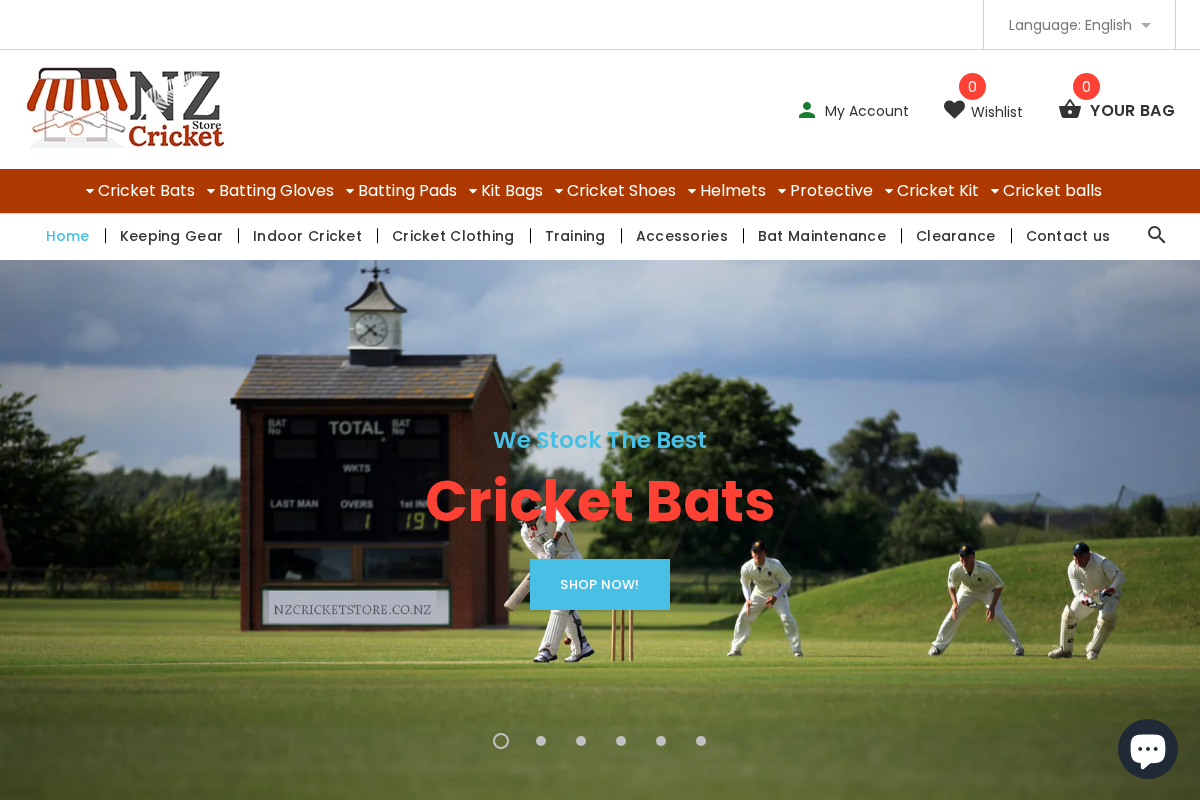 nzcricketstore.com homepage screenshot