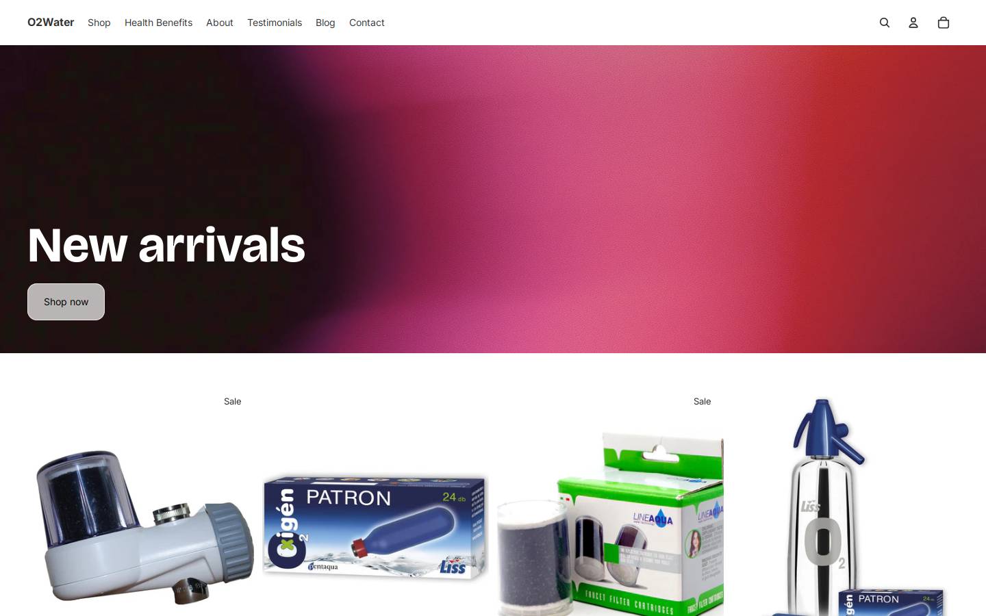 o2water.co.nz homepage screenshot