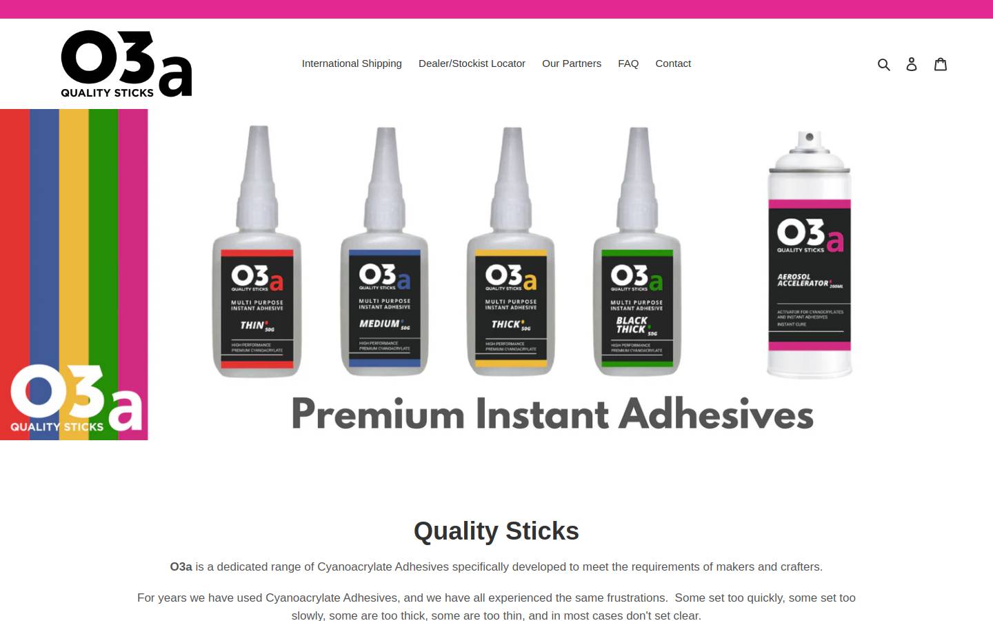 o3adhesives.co.uk homepage screenshot