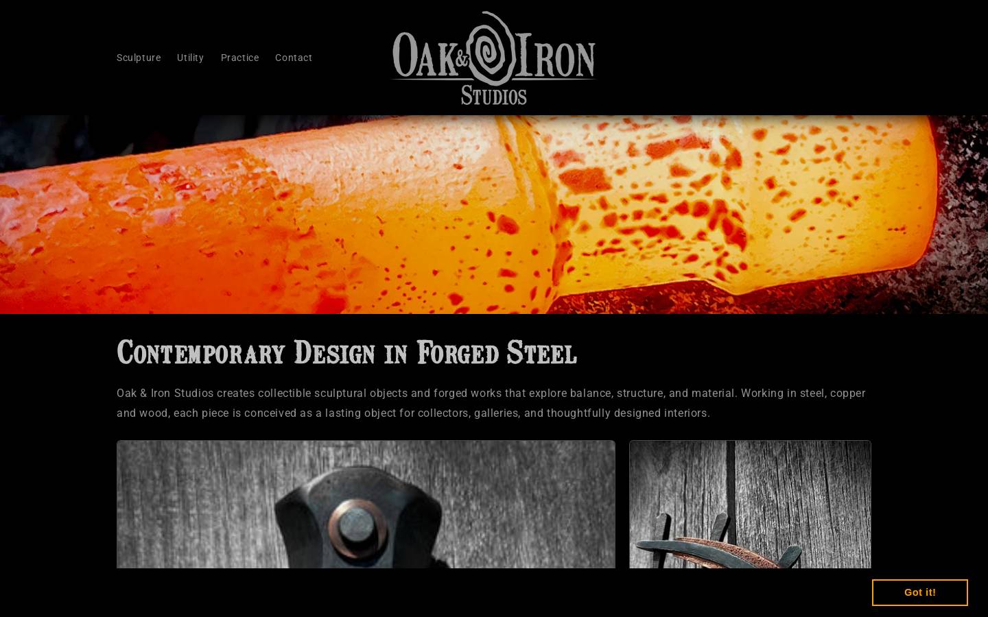 oakandironstudios.com homepage screenshot