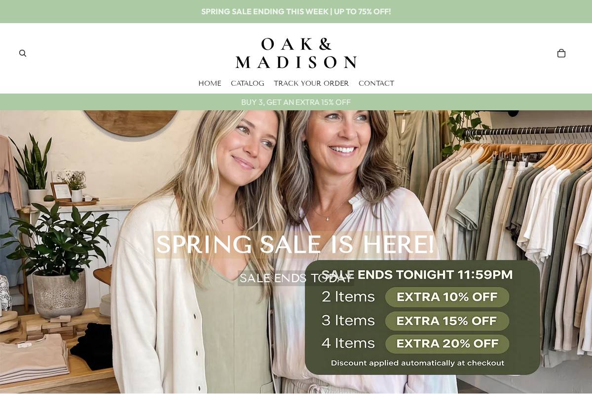oakandmadison.com homepage screenshot