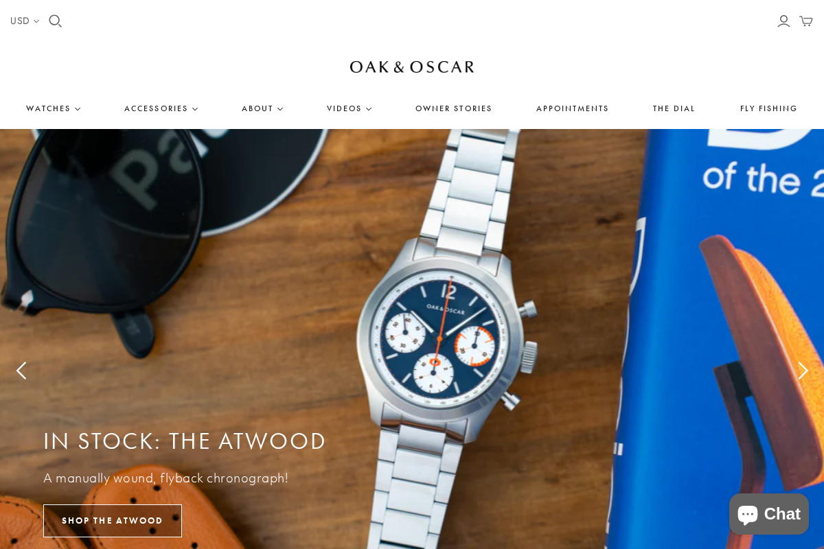 Oak & Oscar homepage screenshot