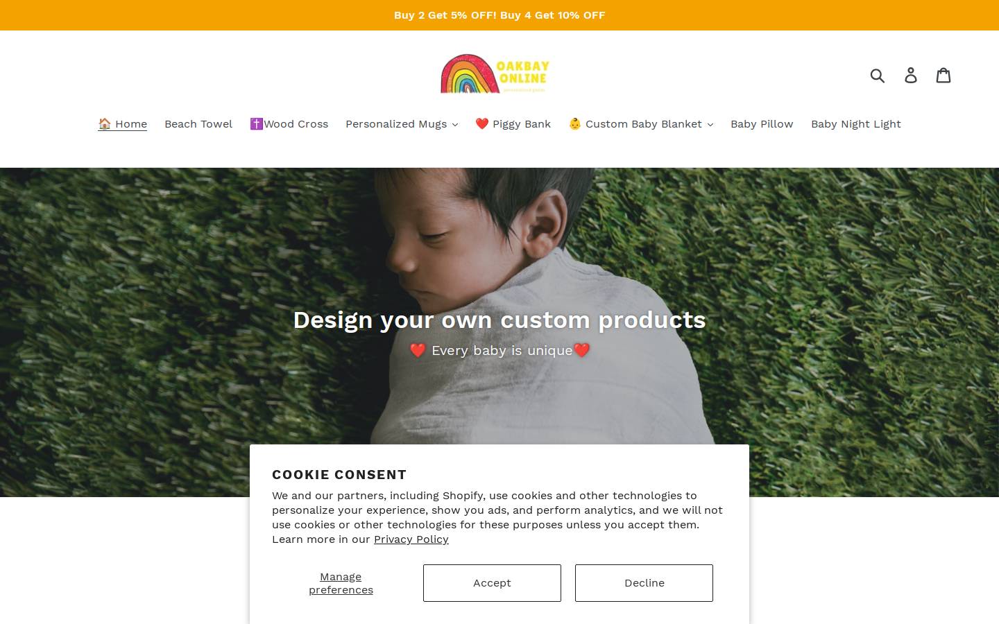 Oak Bay Online Store homepage screenshot