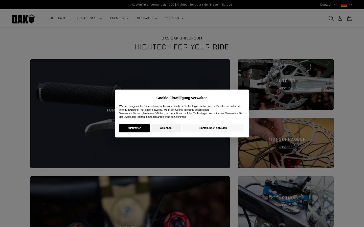 OAK Components GmbH homepage screenshot