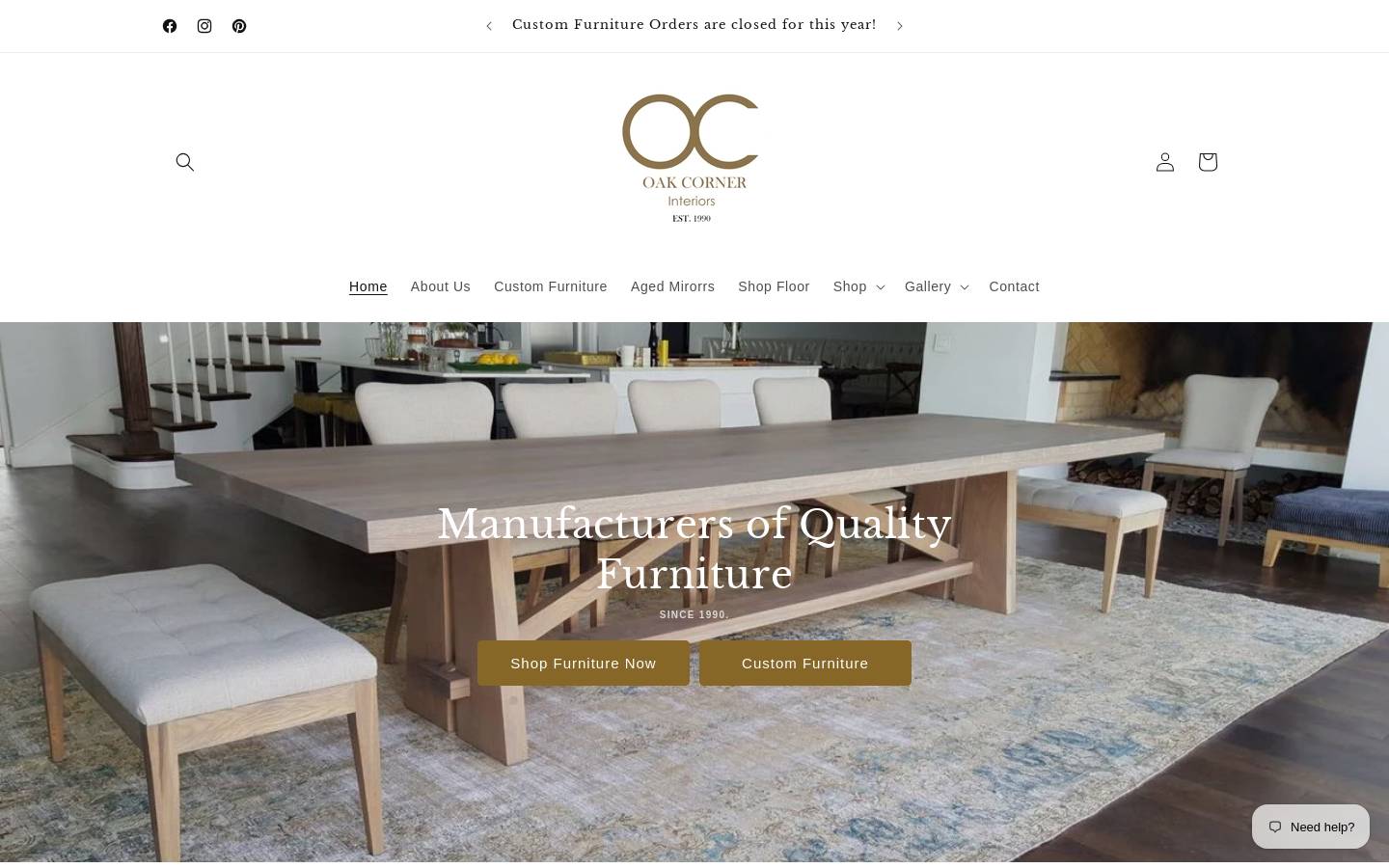 oakcornerinteriors.com homepage screenshot