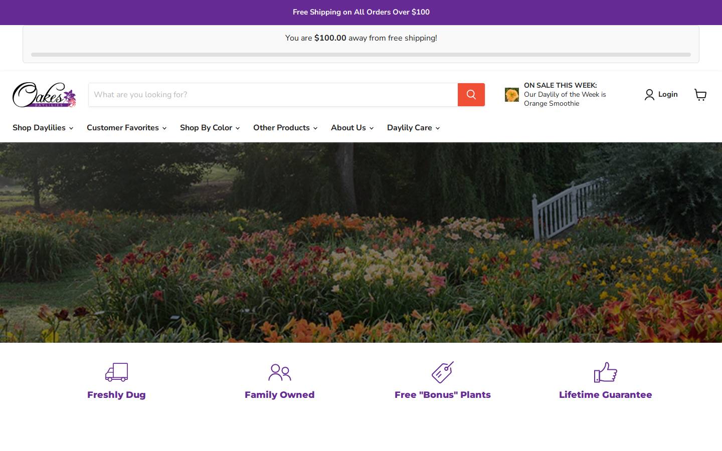 Oakes Daylilies homepage screenshot