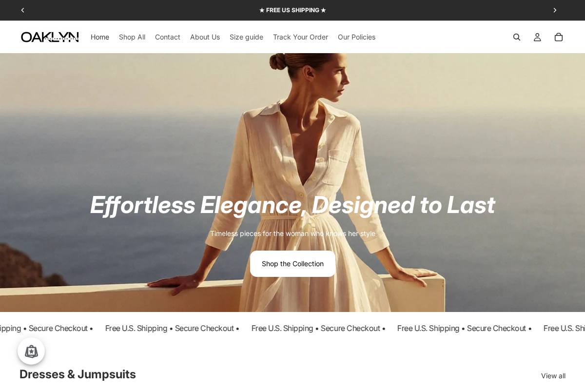 OaklynWear homepage screenshot