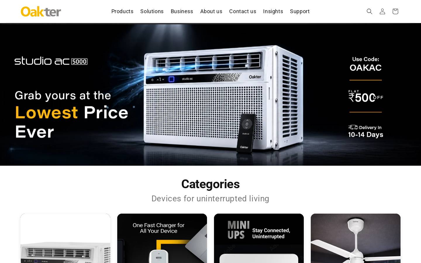 oakter.com homepage screenshot