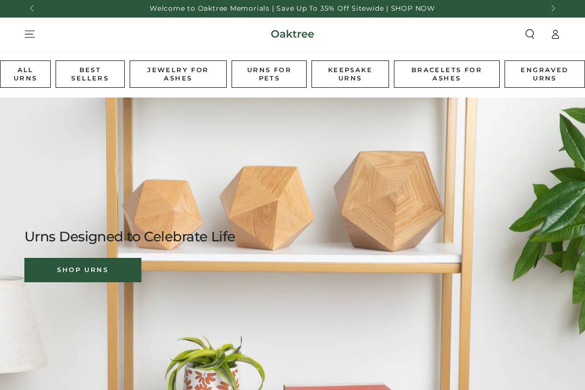 Oaktree Memorials homepage screenshot