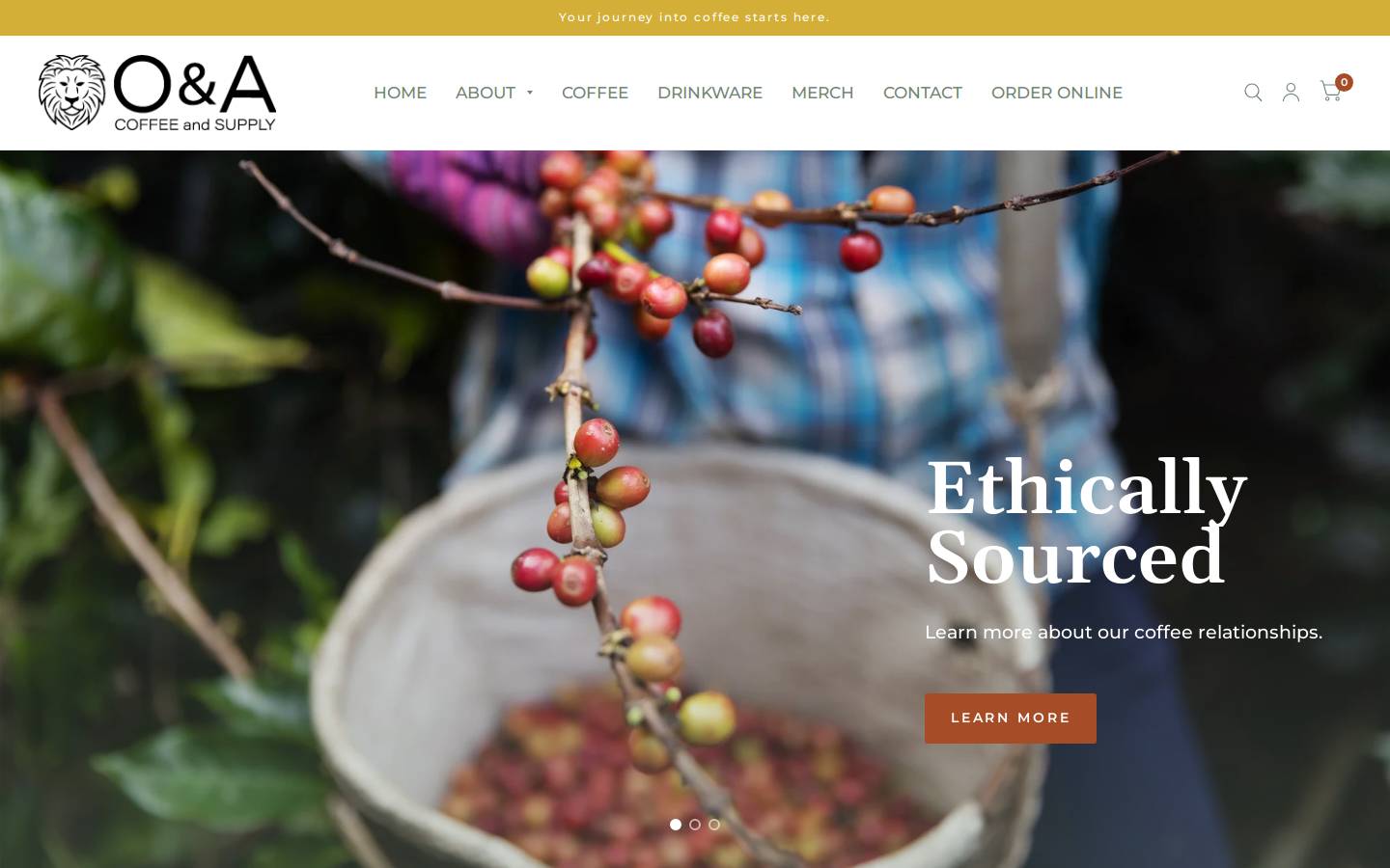 oandacoffee.com homepage screenshot
