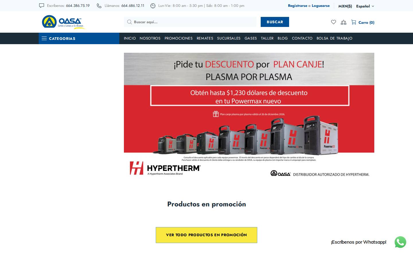 oasanorte.com homepage screenshot