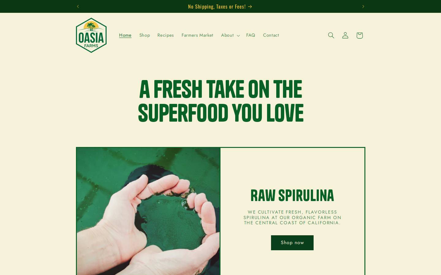 oasiafarms.com homepage screenshot