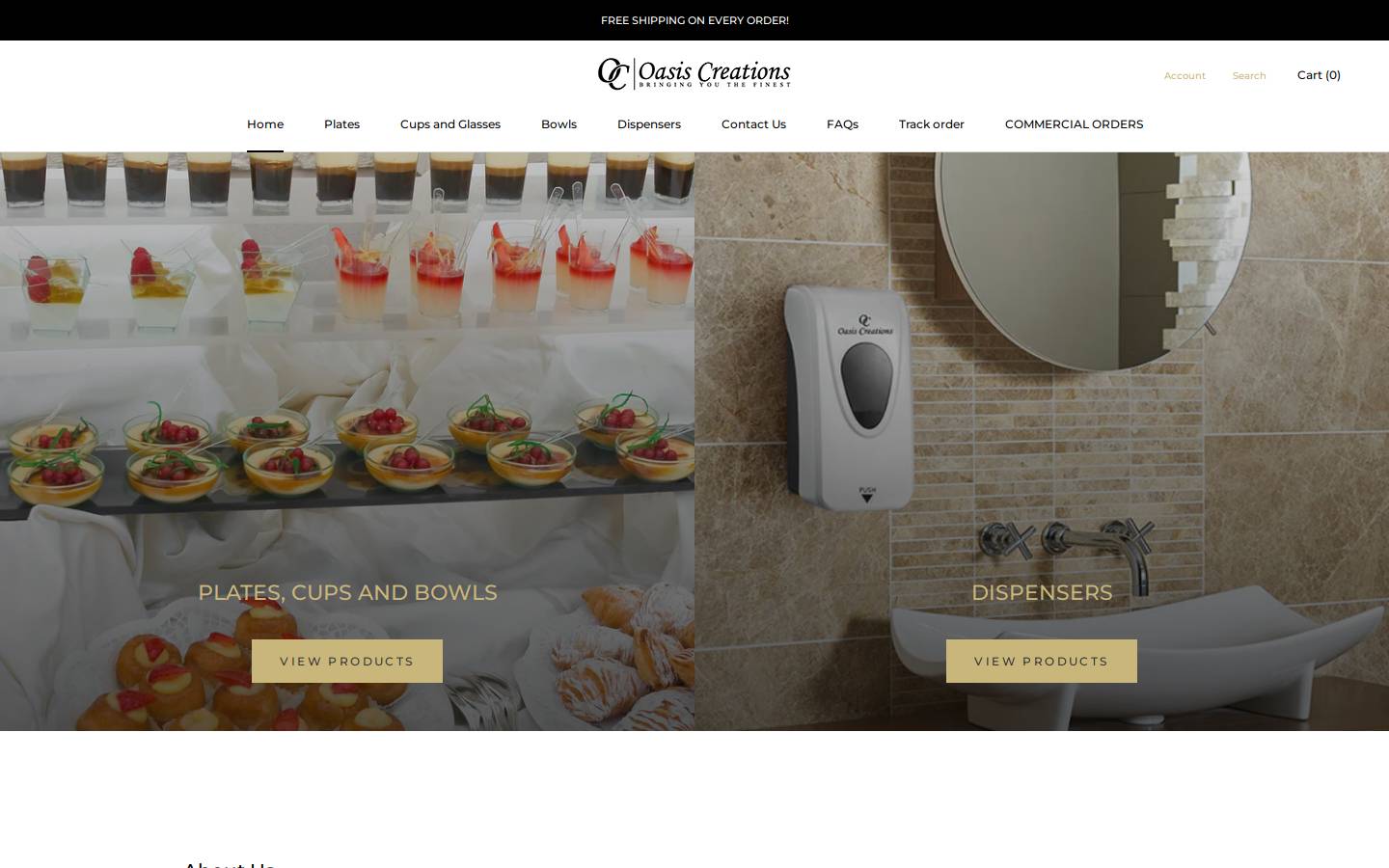 oasis-creations.com homepage screenshot
