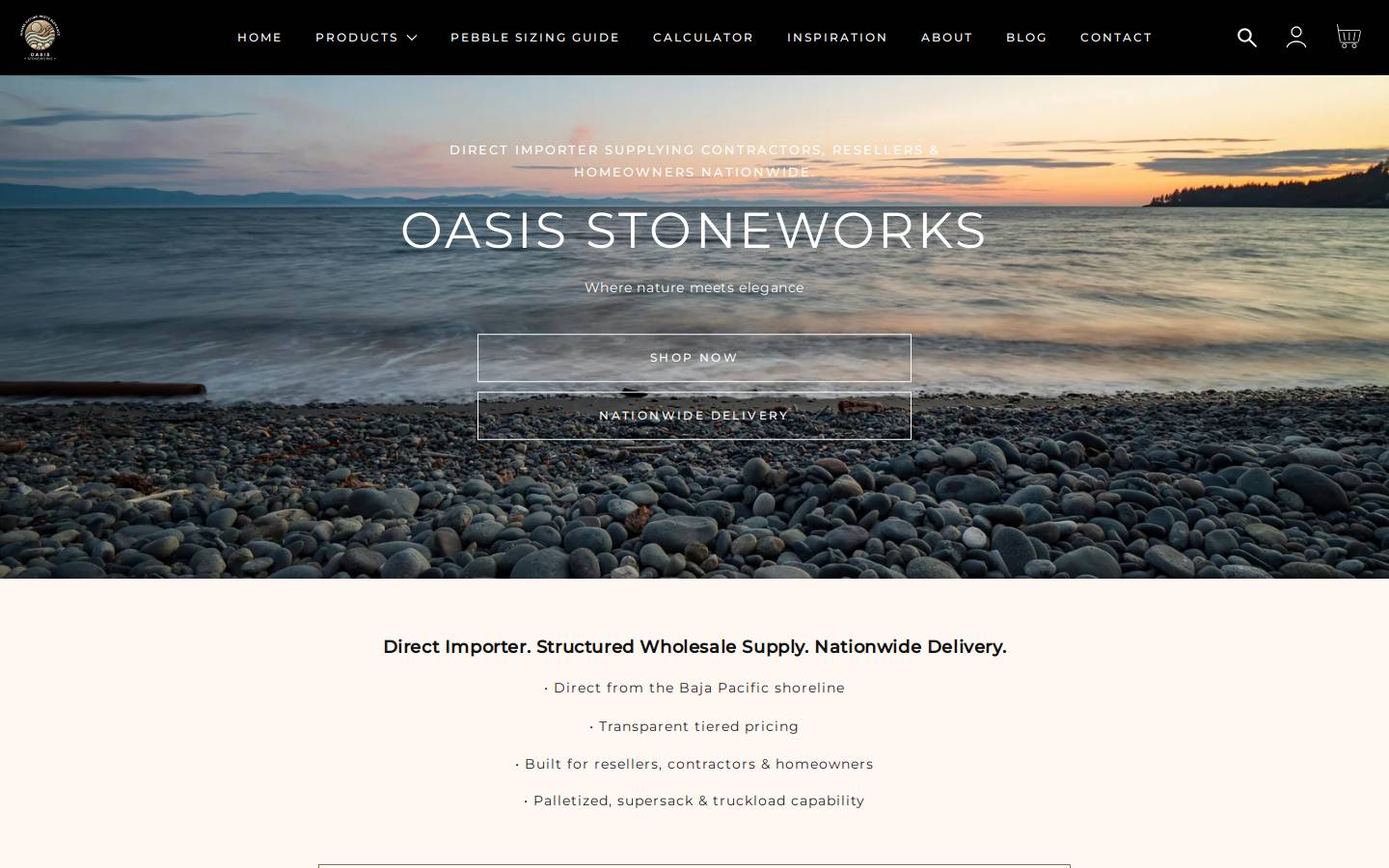 oasis-stoneworks.com homepage screenshot