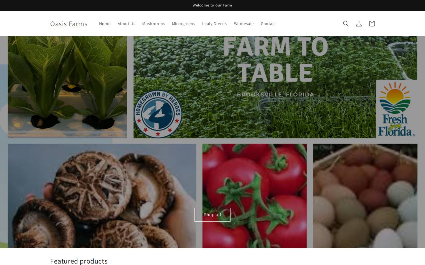 oasisfarms.us homepage screenshot