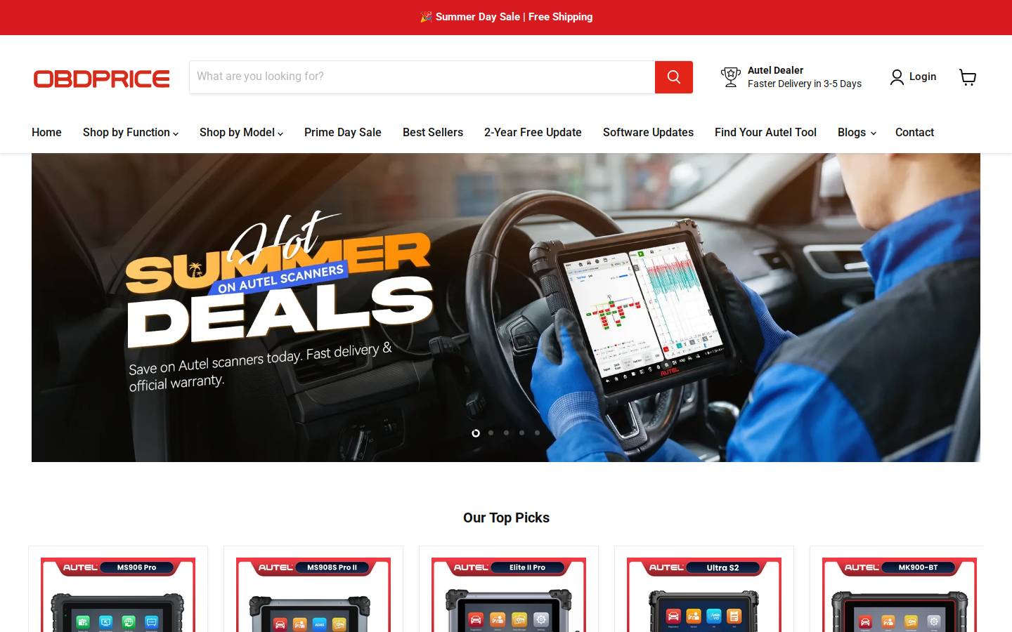 OBDPRICE homepage screenshot