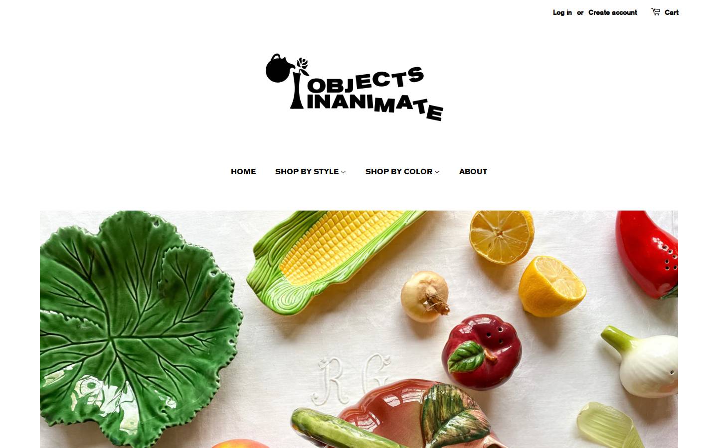 objectsinanimate.com homepage screenshot