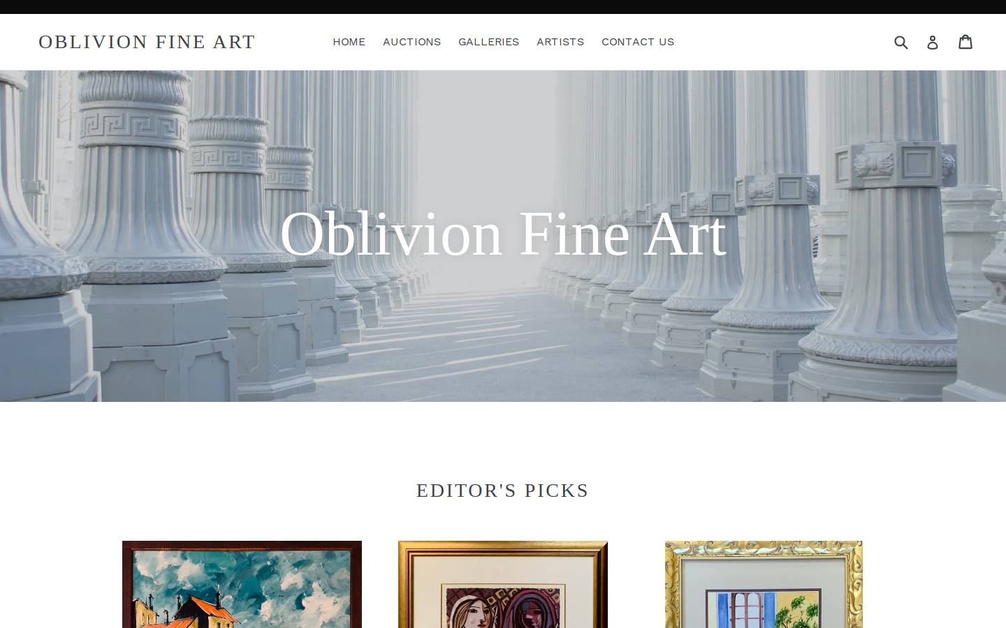 oblivionfineart.com homepage screenshot