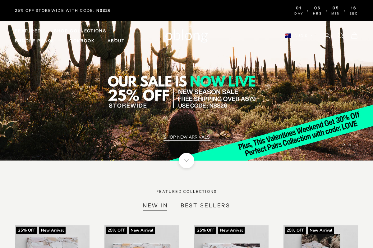 oblongshop.com homepage screenshot