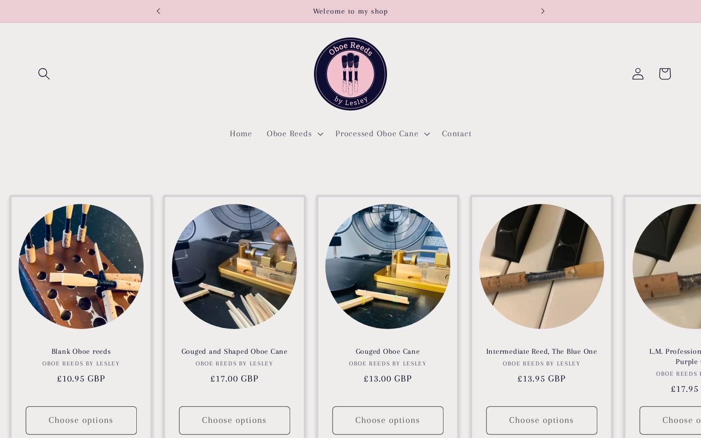 oboereedsbylesley.shop homepage screenshot