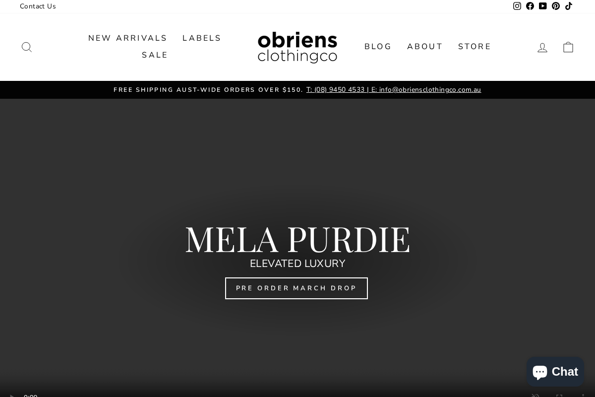 obriensclothingco.com.au homepage screenshot
