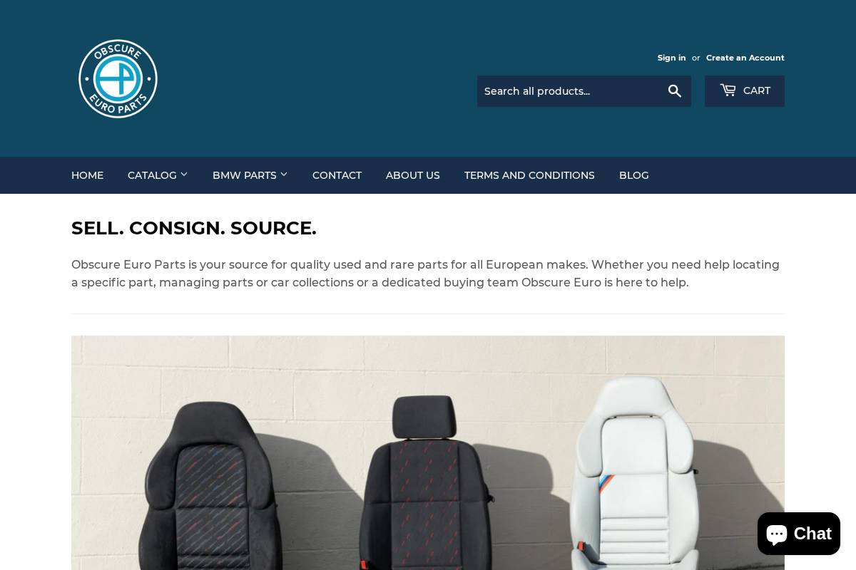 obscureeuroparts.com homepage screenshot
