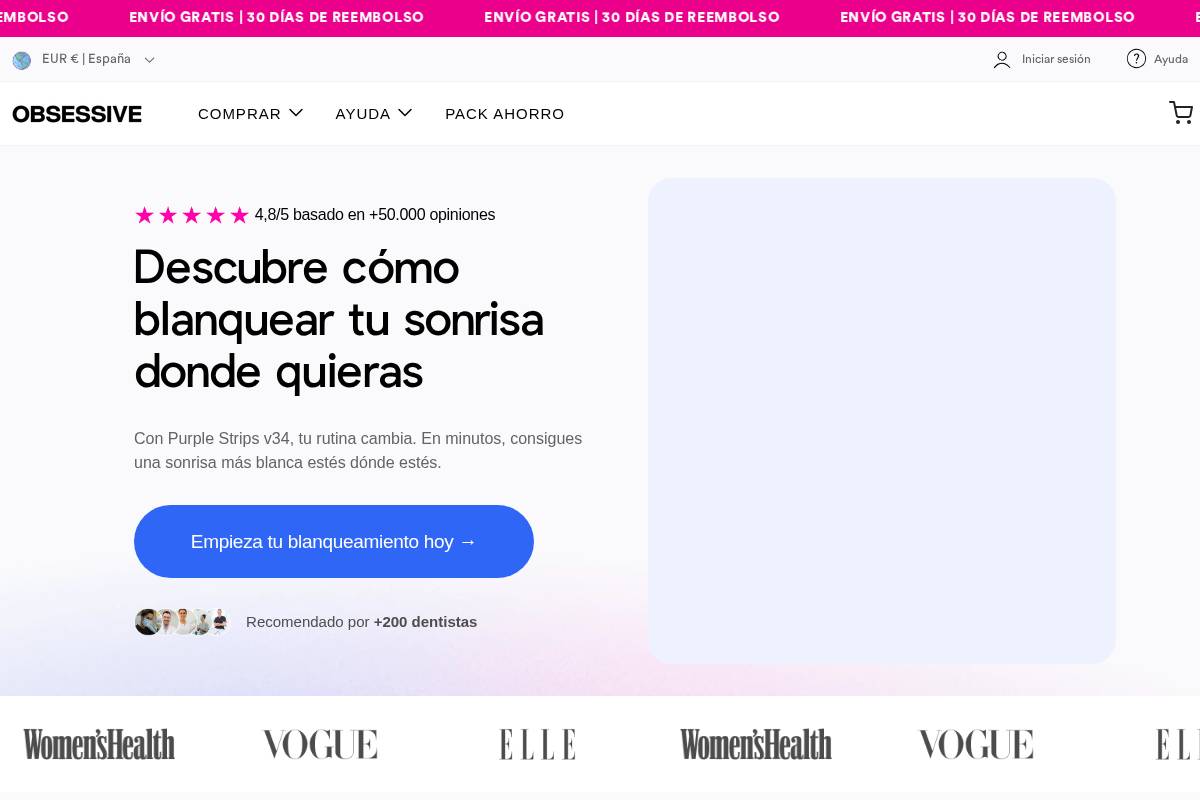 Obsessivesmiles homepage screenshot