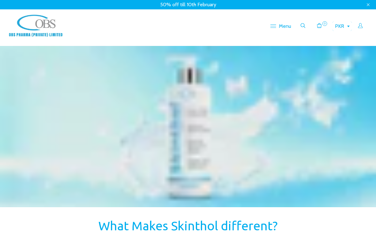 OBS Pharma - Skinthol homepage screenshot