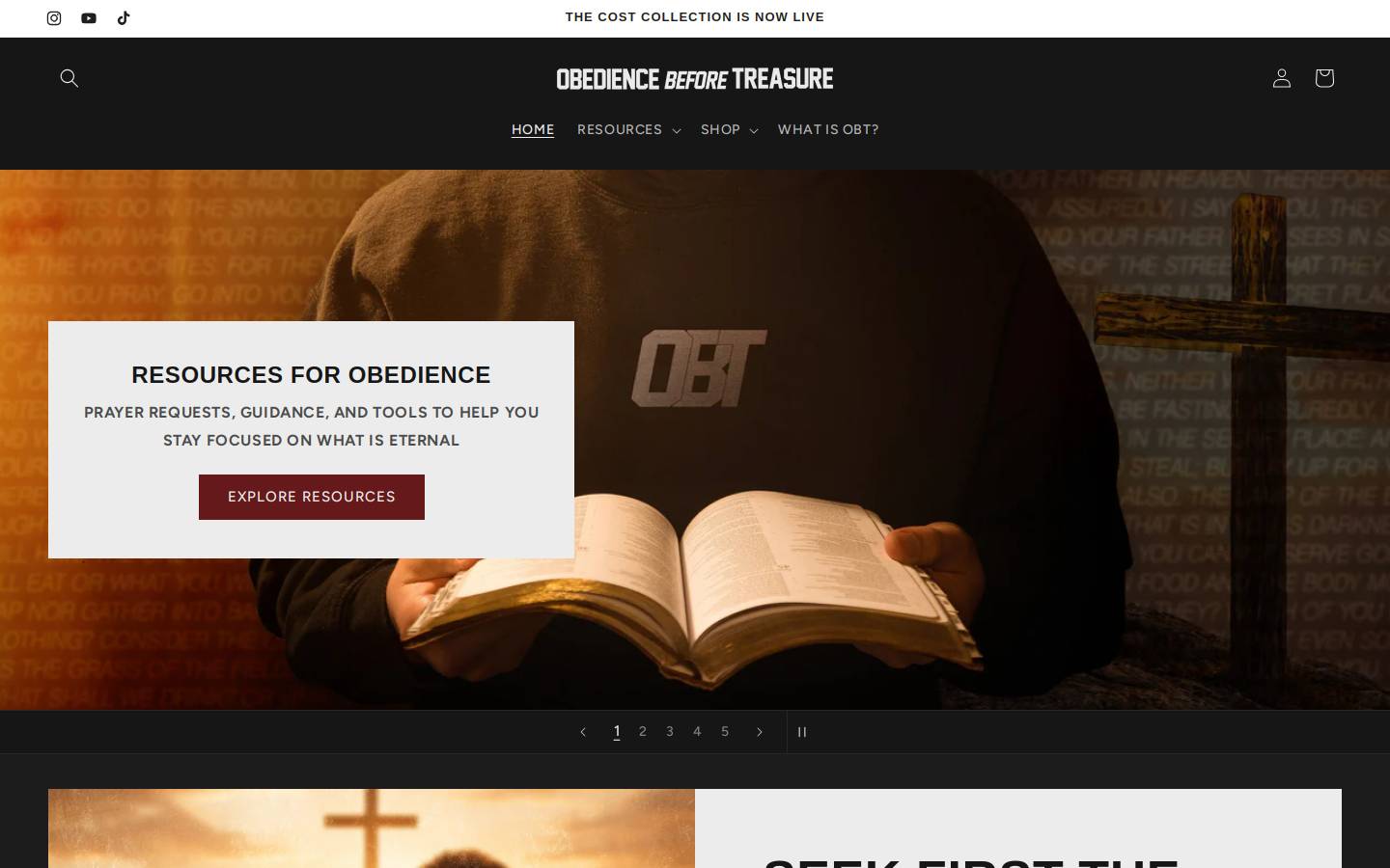 obtclothing.com homepage screenshot