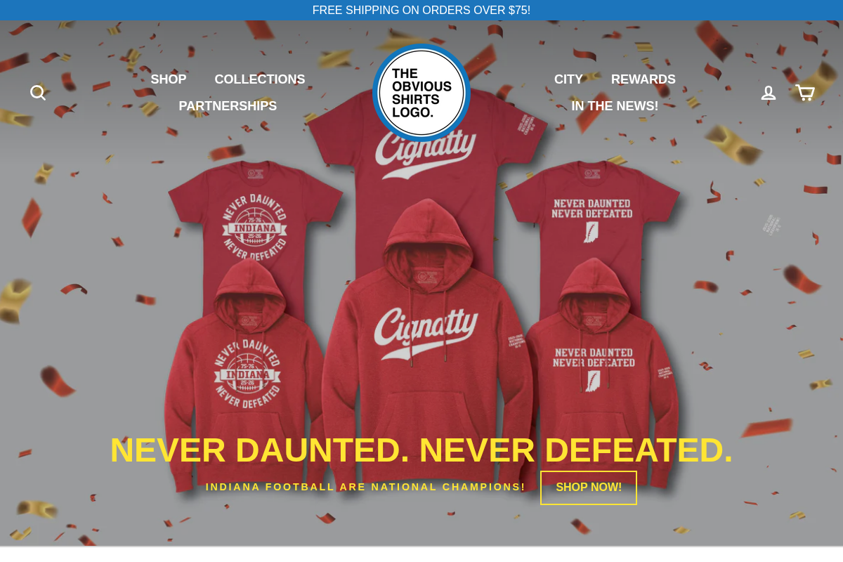 OBVIOUS SHIRTS homepage screenshot
