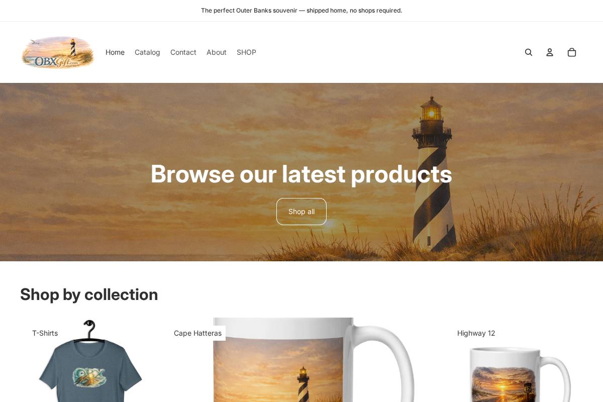 obxgift.com homepage screenshot