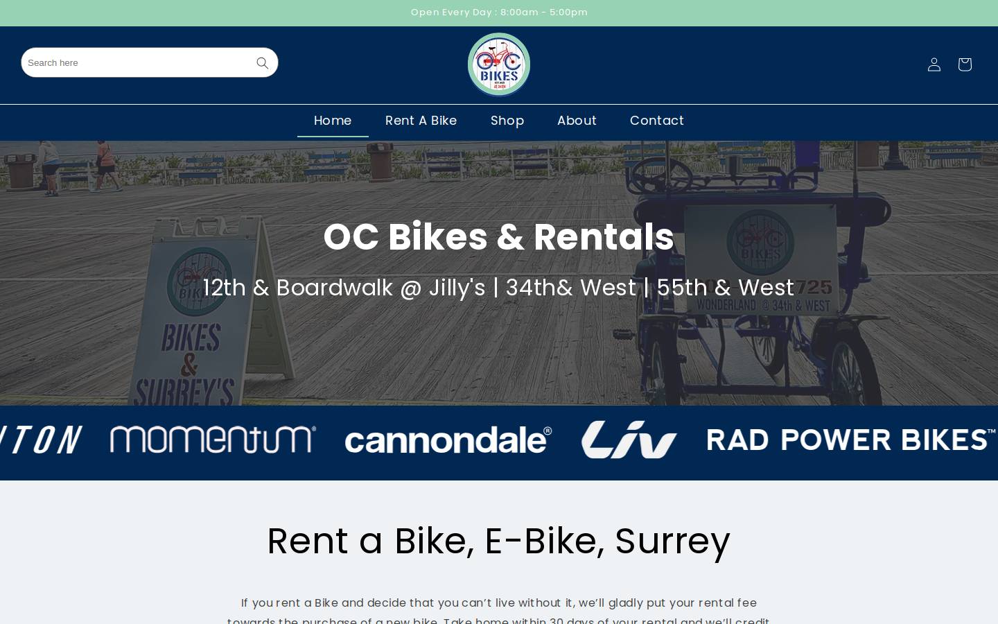 oc-bikes.com homepage screenshot