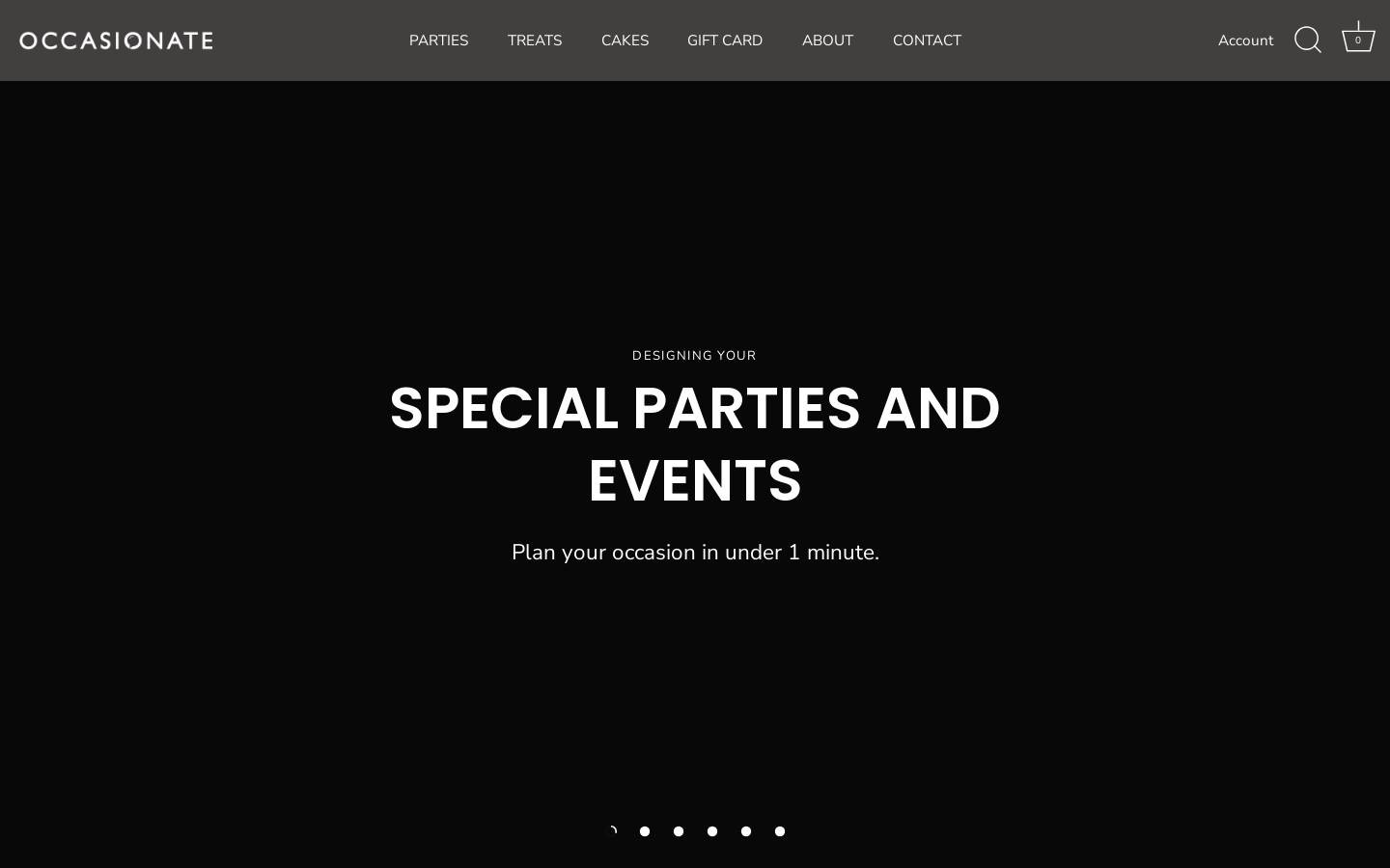 occasionate.com homepage screenshot