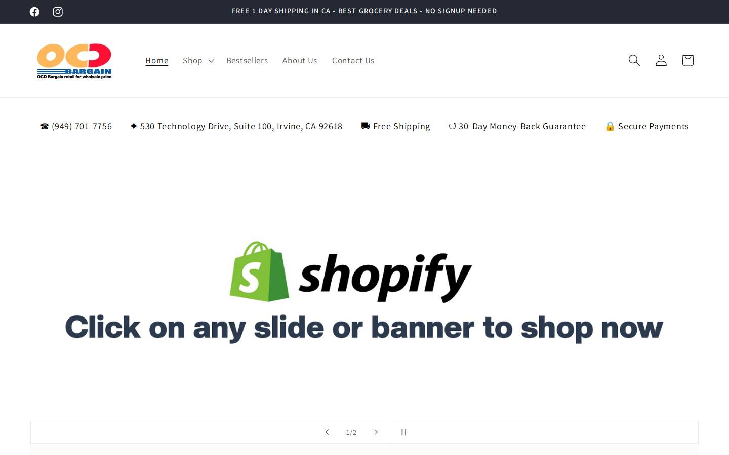 ocdbargain.com homepage screenshot