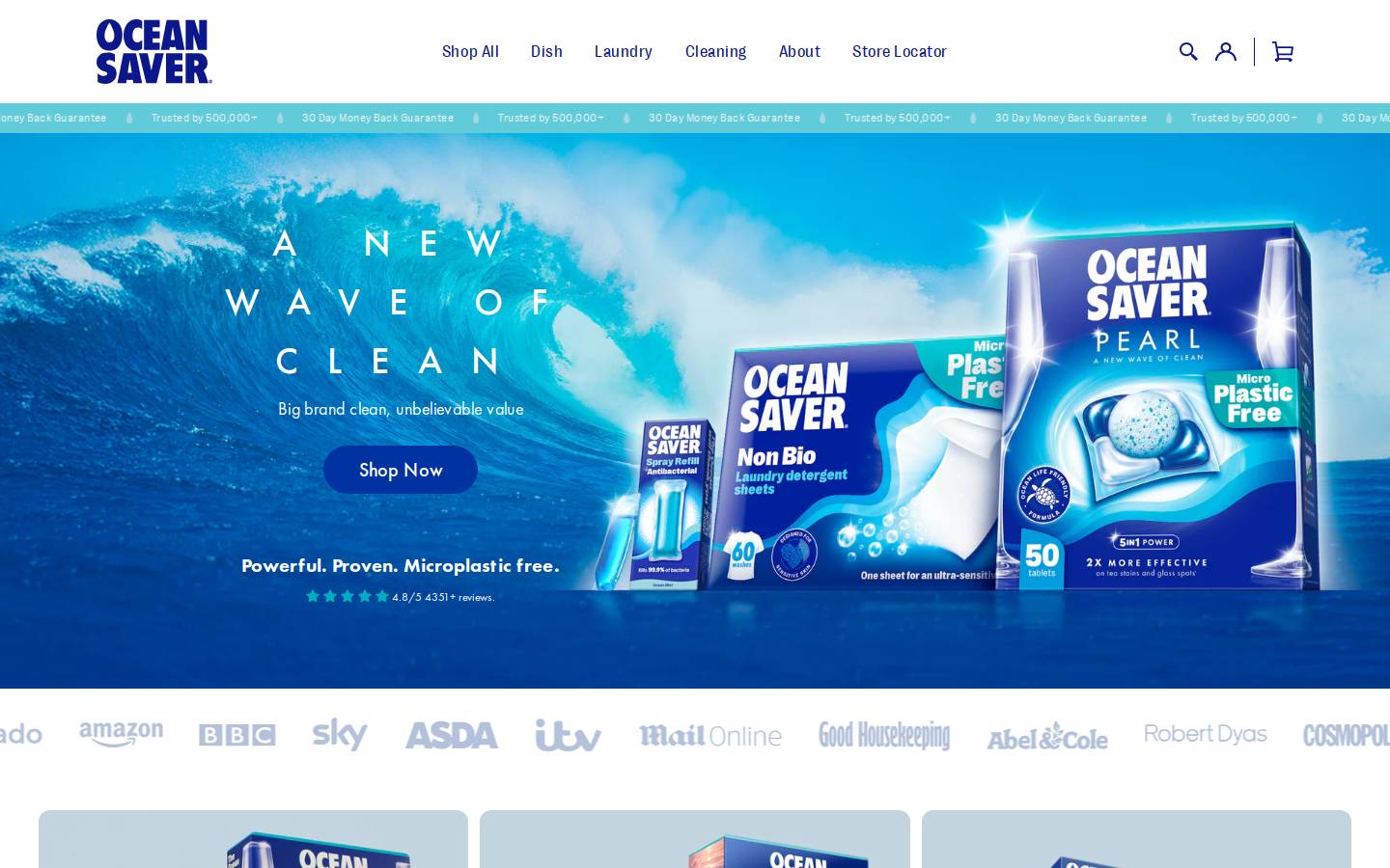 OceanSaver homepage screenshot