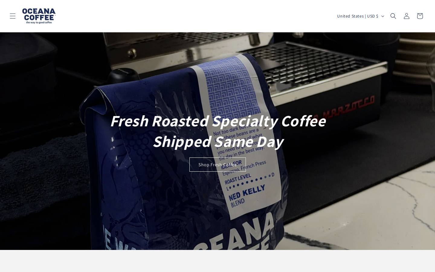 oceanacoffee.com homepage screenshot