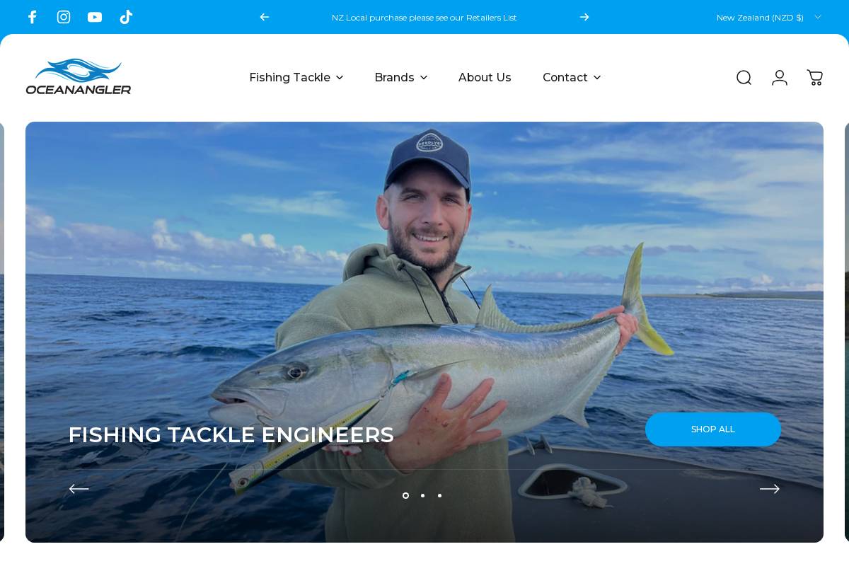 oceanangler.co.nz homepage screenshot