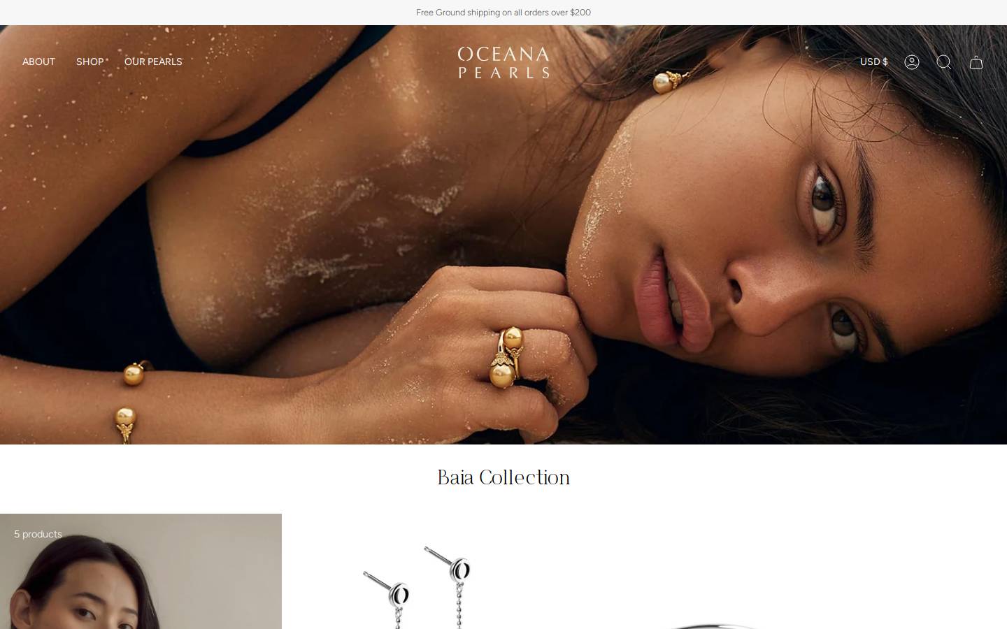 oceanapearls.com homepage screenshot