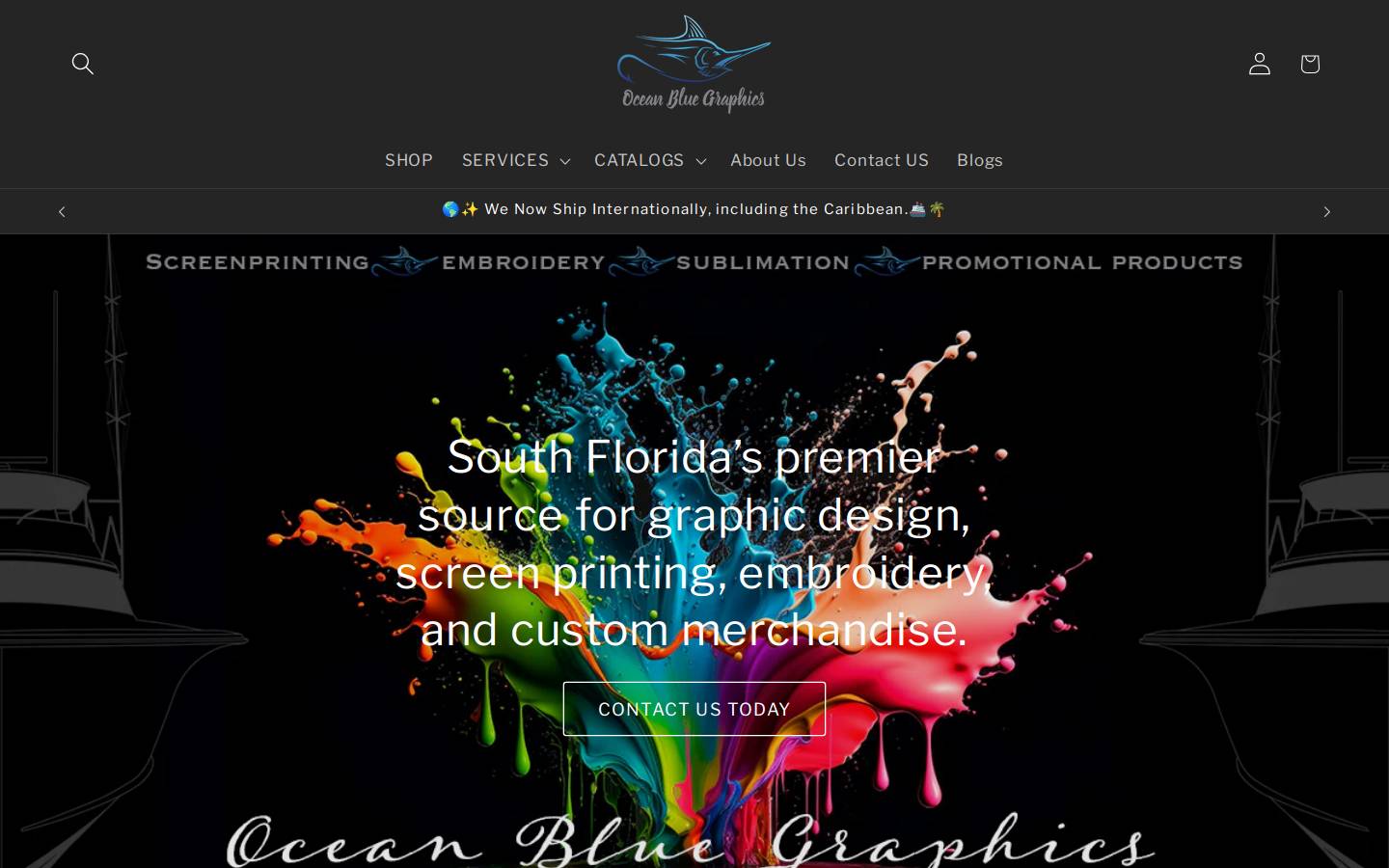 oceanbluegraphics.com homepage screenshot
