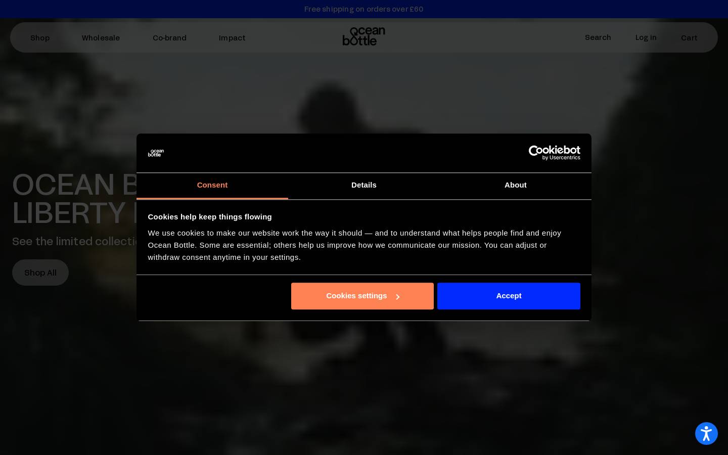 Ocean Bottle homepage screenshot