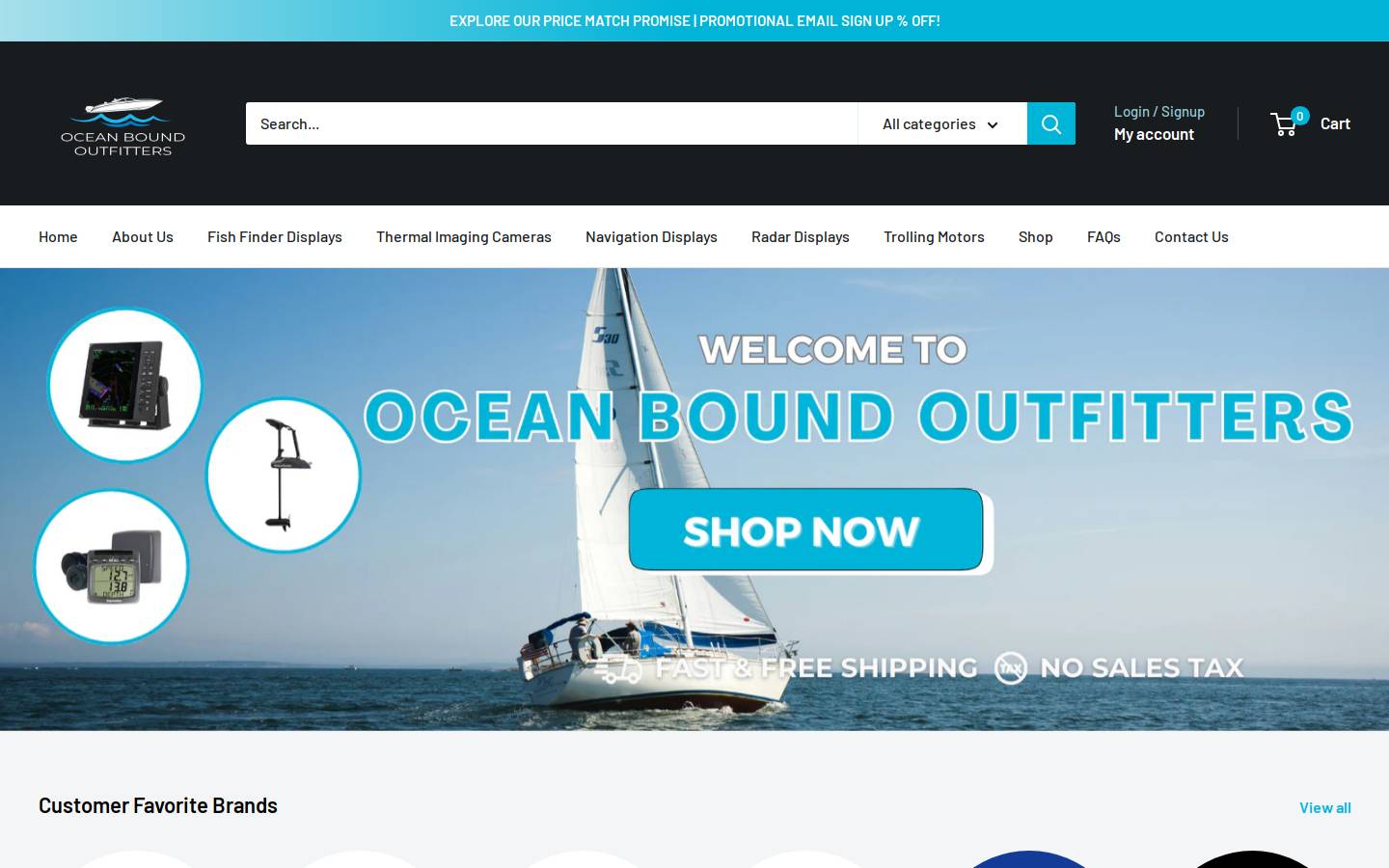 oceanboundoutfitters.com homepage screenshot