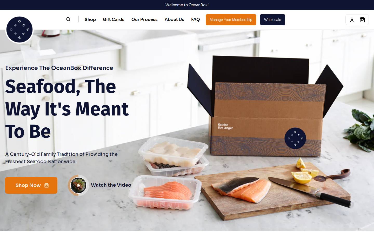 OceanBox homepage screenshot