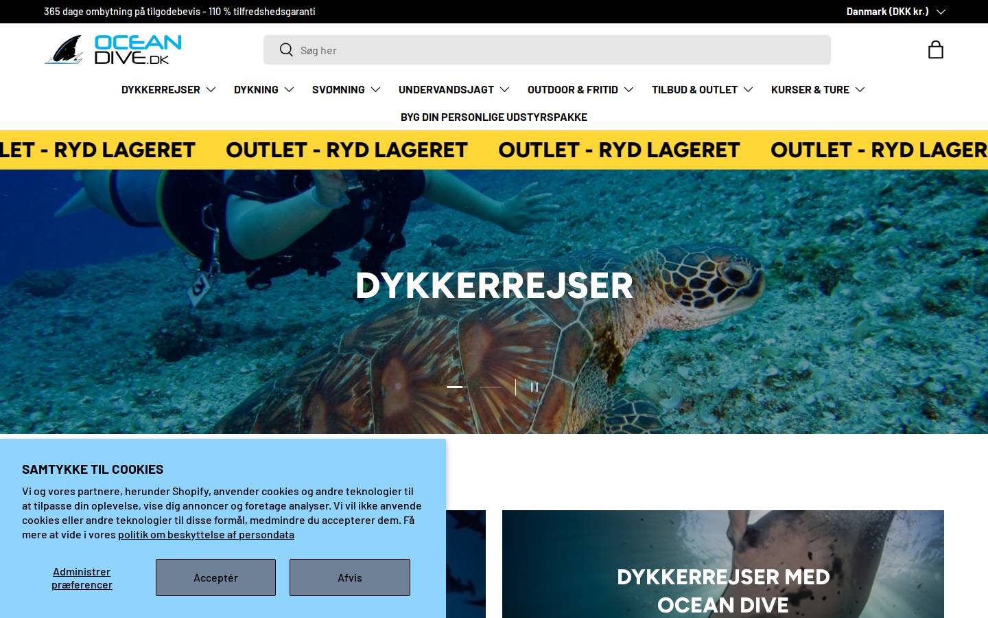 Ocean Dive homepage screenshot