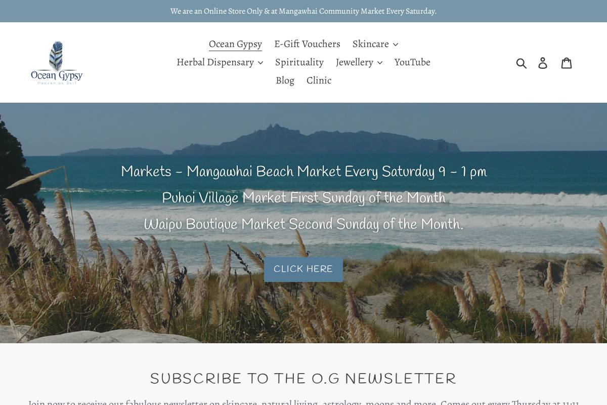 oceangypsy.co.nz homepage screenshot
