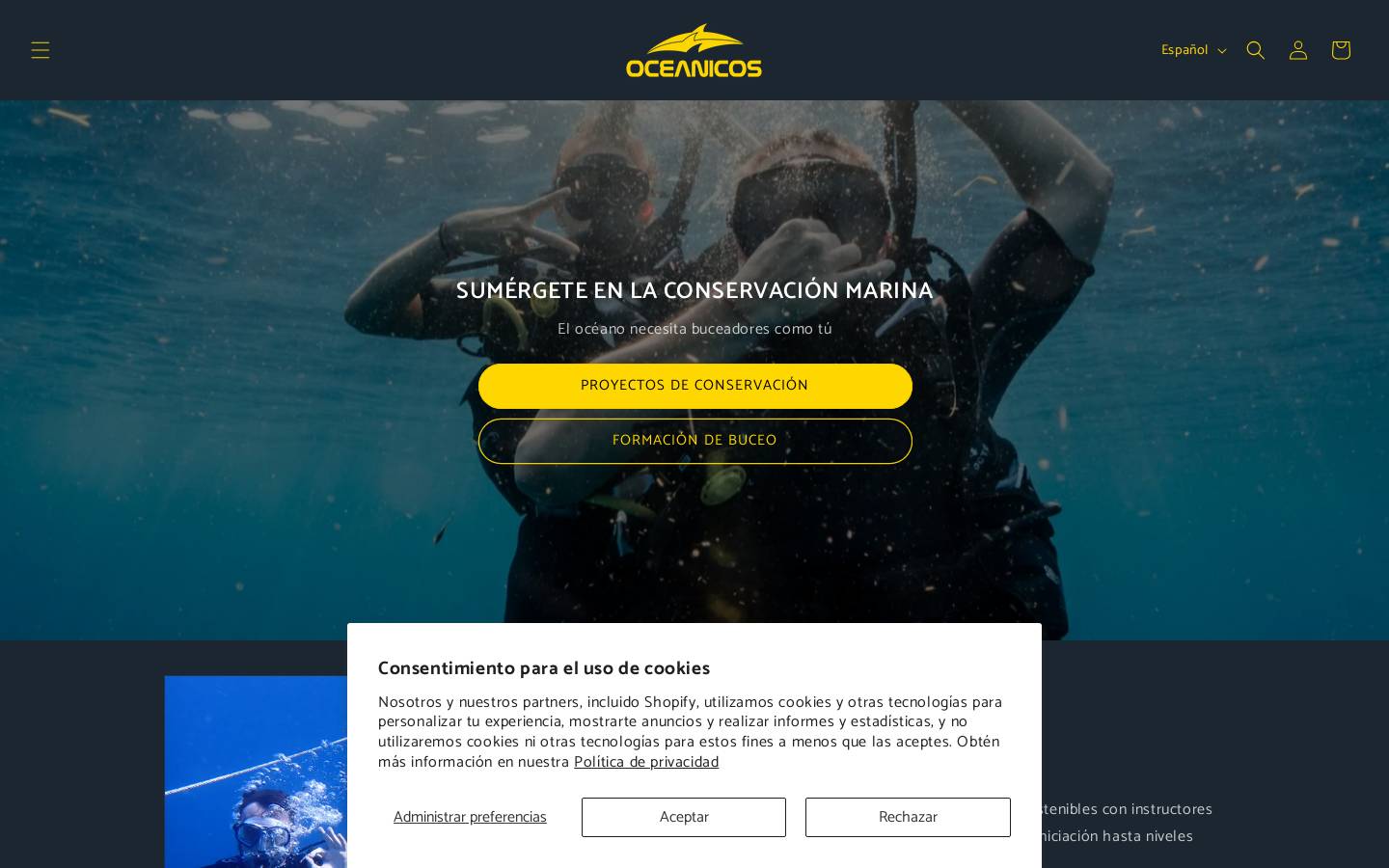 oceanicos.com homepage screenshot