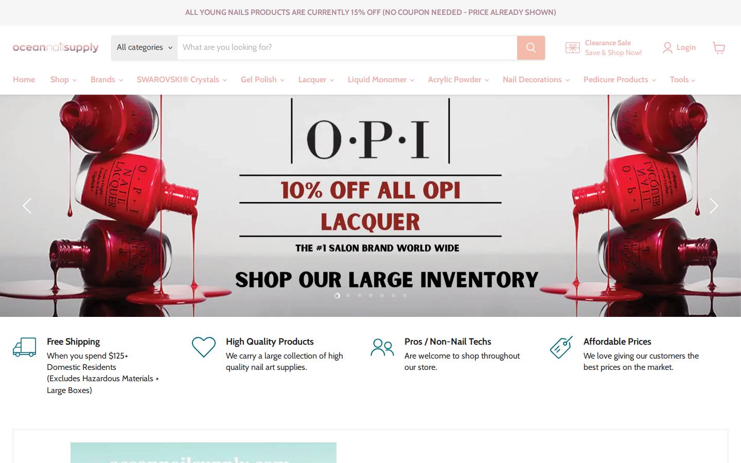 oceannailsupply.com homepage screenshot