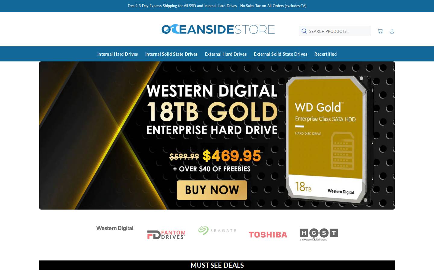 oceansidestore.com homepage screenshot